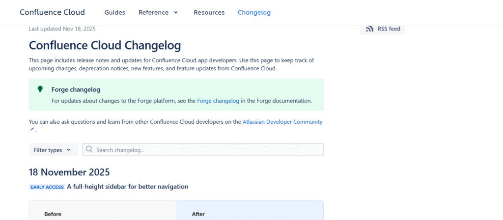 Confluence-Chnagelog example