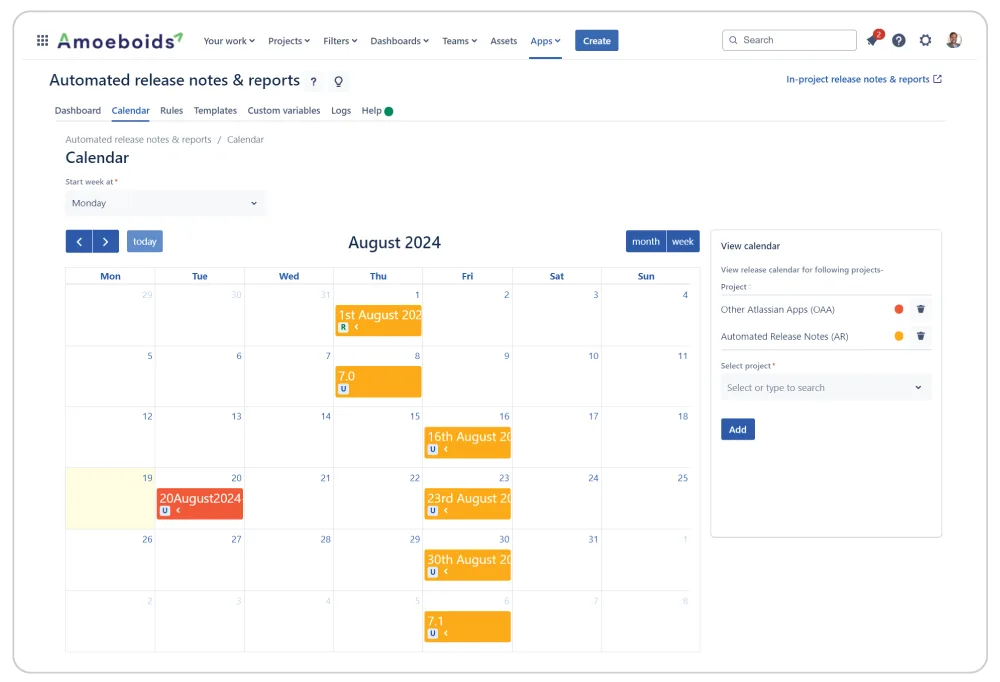 Cross-project-calendar